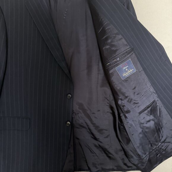 Brooks Brothers Wool Blazer 48R Blue Mens Madison 1818 Estrato Trabaldo Togna - Picture 7 of 14